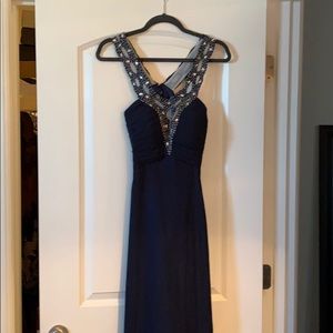 Gorgeous, navy, open back formal gown. Nwt